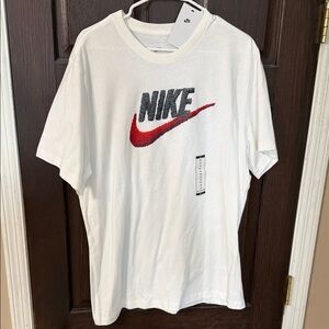 Nike White Tee with Red and Black Logo